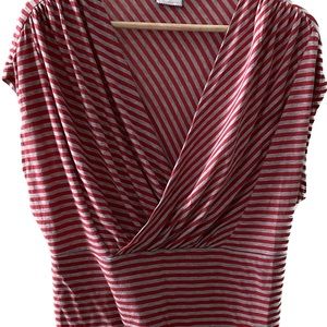 Anthropologie Postmark 9-H15 St CL striped faux wrap top